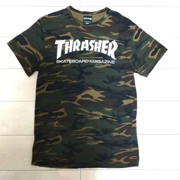 THRASHER 카모플라쥬 스케이트보드 T셔츠