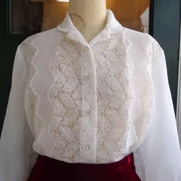 50s 빈티지 블라우스 레이스 프랑스 유로 쉬폰 로카빌리