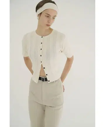 CLANE W 페이스 립 니트 가디건