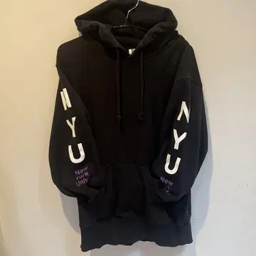 NEW YORK UNRVERSITY 남녀 공용 블랙 후드티