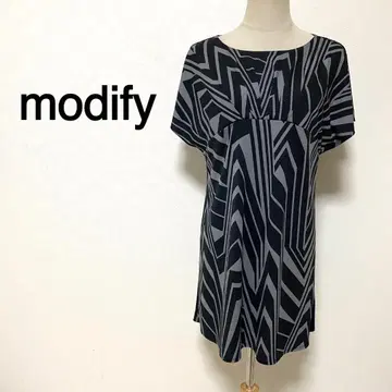 modify 블랙&그레이 컬러 올 패턴 튜닉