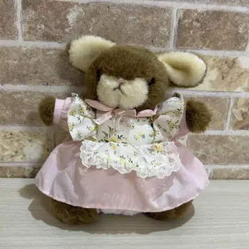 꽃무늬 드레스 토끼 봉제 인형 약 20cm