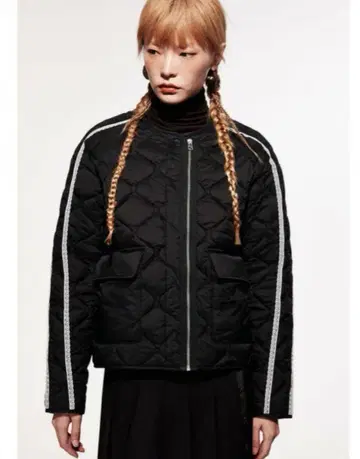 H&M 블랙 레이스 퀼팅 자켓