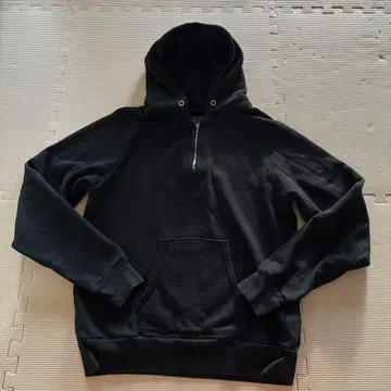 00s Nexus7 하프 지퍼 후드 맨투맨 블랙 헴프 혼방