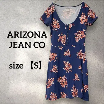 ARIZONA JEAN CO [ S ] 꽃무늬 반팔 원피스 네이비 장미