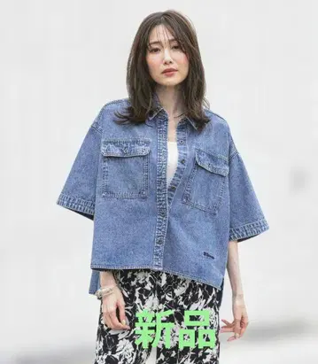 새상품 글로벌 워크 데님 셔츠 오부 소매 M