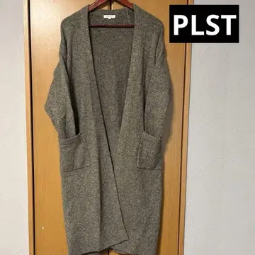 플라스테 롱 가디건 PLST 양모 혼방 가디건 M 브라운