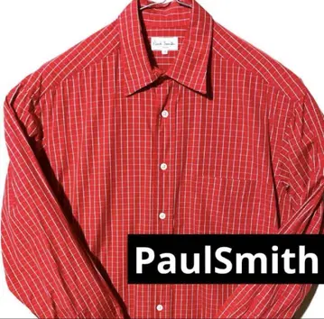 PaulSmith M 긴팔 올 패턴 레트로 체크 빨간색 셔츠 와이셔츠