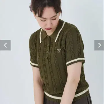 TINA:JOJUN 썸머 폴로 니트 카키