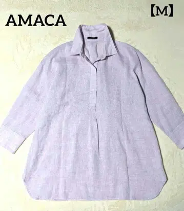 새상품급 AMACA 아마카 린넨 셔츠 풀오버 옅은 퍼플 워셔블