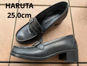 HARUTA 블랙 로퍼 25.0cm 힐 5cm