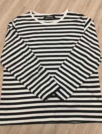 AUBERGE 긴팔 티셔츠 40 블랙 화이트 스트라이프