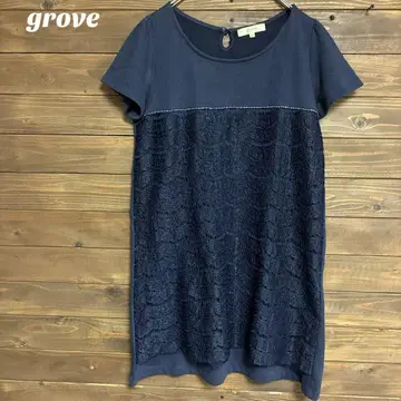 [ 그로브 ] grove 네이비 반팔 원피스 레이스 M
