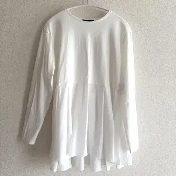 23구 내추럴 코튼 베어 콤비 페플럼 티셔츠