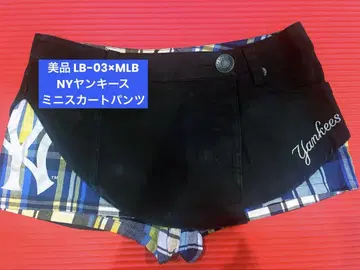 새상품급 LB-03 MLB NY 양키스 로고 체크 미니 스커트 치마바지
