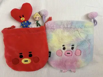 BTS V 태태 BT21 파우치 2개 & 마스코트 2개