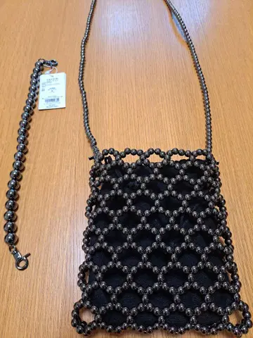 LEPSIM 비즈 미니 숄더백 건메탈