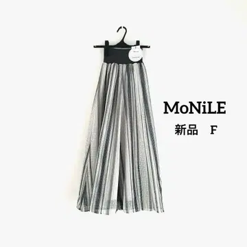 새상품 MoNiLE 메쉬 멀티 스트라이프 롱 스커트
