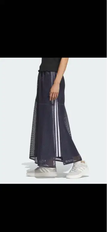 네이비 메쉬 스커트 adidas LUXFLOW 우븐 레이어드