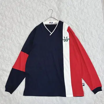 [FILA] V넥 상의 (M) / 캐주얼 빅 실루엣 백 로고