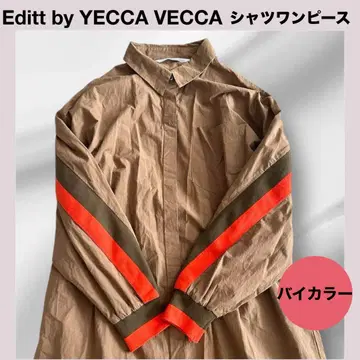 YECCA VECCA 바이컬러 리브 MIX 라인 셔츠 원피스