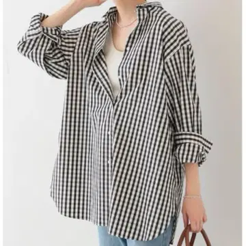 SLOBE IENA 깅엄 체크 프렌치 프론트 레귤러 셔츠