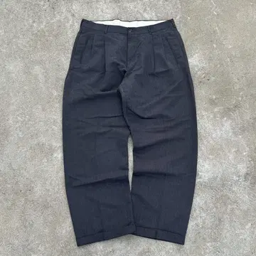 90s Hagger 2턱 더블 와이드 슬랙스 흑먹색 레이온