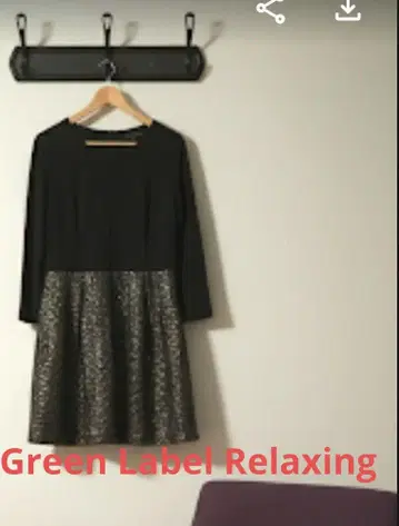 GREEN LABEL Relaxing 블랙과 GOLD의 긴팔 미니 원피스