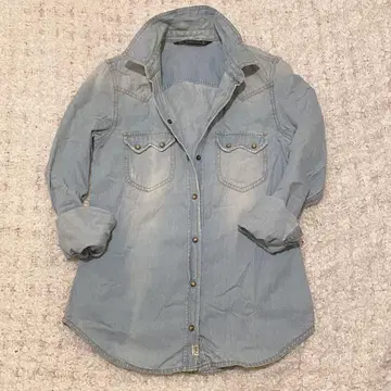 [ 새상품급 ] ZARA 데님 셔츠 샴브레이 스냅 버튼 웨스턴