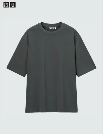 유니클로 U 에어리즘 코튼 오버 사이즈 T셔츠 그레이