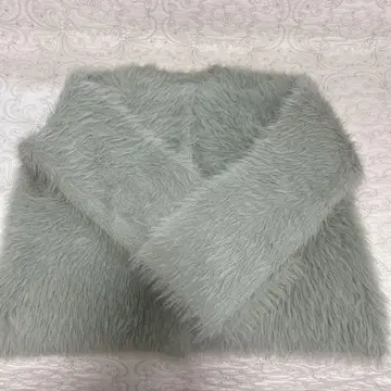 [ PLST ] 민트 그린 퍼 가디건