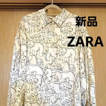 새상품 ZARA 엘리펀트 패턴 코끼리 패턴 스카프 패턴 롱 블라우스