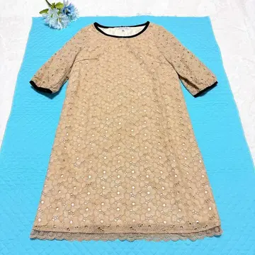 아두이트리스테스 레이스 자수 원피스 리본 베이지 38