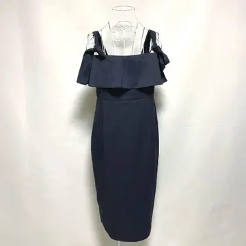 택 포함 clear 오프숄더 네이비 롱 원피스 F
