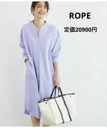 ROPE 긴팔 밴드 카라 셔츠 원피스