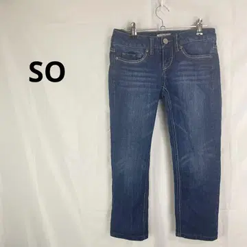새상품급 SO 스트레이트 데님 팬츠 청바지 블루 작은 사이즈 크롭 기장