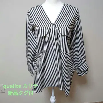 택 포함 새상품 qualite 칼리테 스트라이프 셔츠 스키퍼 셔츠