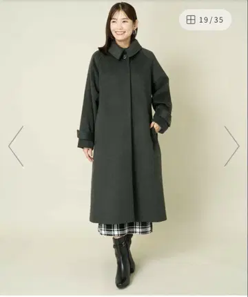 울 혼방 다크 그린 스텐카라 코트