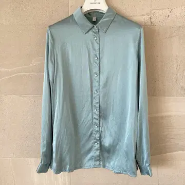 LILY SILK 22 무지 펄 버튼 긴팔 실크 셔츠 M 사이즈