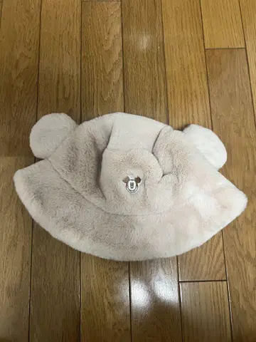 미키 복슬복슬 햇 (베이지) 디즈니랜드 시 새상품급