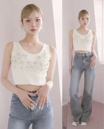 Darich 주얼리 리브 슬리브리스 상의 화이트