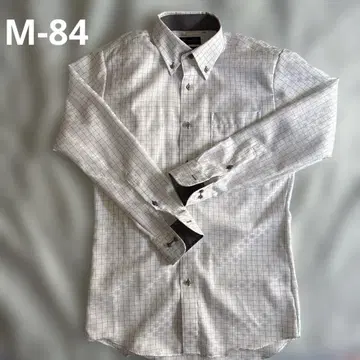 미착용 긴팔 버튼 다운 셔츠 M-84 체크 화이트