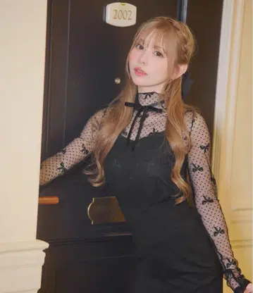 미셸 마카롱 시스루 리본 상의 xs