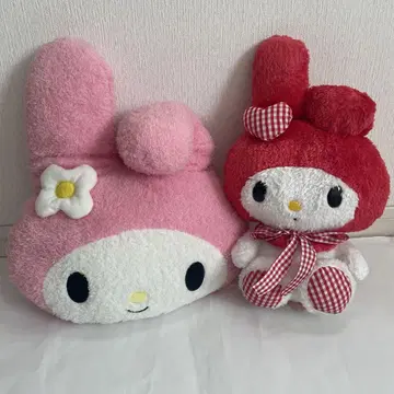 마이멜로디 꽃 체크 봉제 인형 2세트