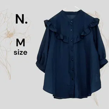 N. N도트 새상품급 블랙 프릴 셔츠 프릴 블라우스 블랙 반팔 셔츠