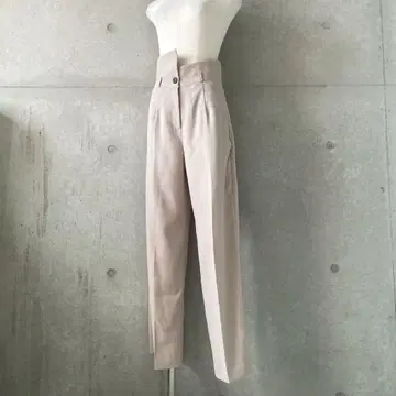 택 포함 새상품 아지메 하이웨스트 턱 와이드 팬츠 베이지 S