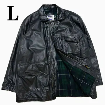 가죽 자켓 블랙 소가죽 L 안감 체크 무늬 남성용