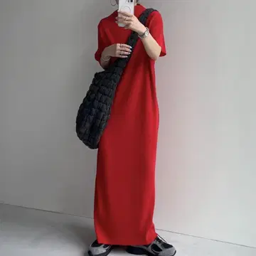 wee9s: 반팔 데일리 데일리 슈퍼 스트레치 플리츠 원피스