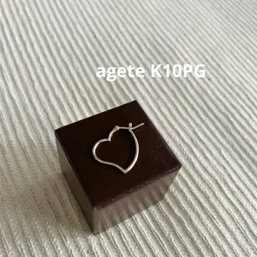 새상품급 agete K10PG 아가트 하트 후프 귀걸이 한쪽