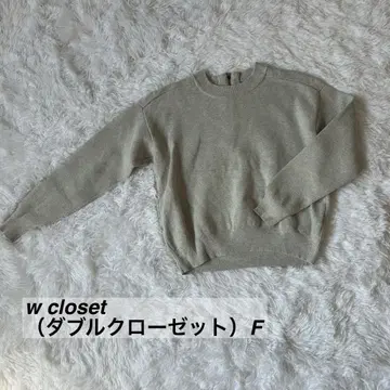 w closet (더블 클로젯) 코튼 니트탑 백 지퍼
